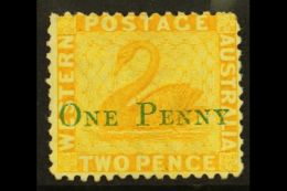 WESTERN AUSTRALIA 1874 1d On 2d Yellow, SG 67, Unused No Gum. Fresh, Cat £700. For More Images, Please Visit... - Otros & Sin Clasificación