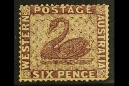 WESTERN AUSTRALIA 1861 6d Purple- Brown Perf 15, SG 42, Unused No Gum, Fresh Appearance, Cat £550. For More... - Sonstige & Ohne Zuordnung