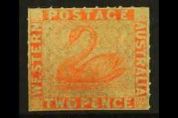 WESTERN AUSTRALIA 1860-64 2d Pale Orange Roulette Perf, SG 29, Mint Large Part OG With Full Roulettes To 3 Sides.... - Otros & Sin Clasificación