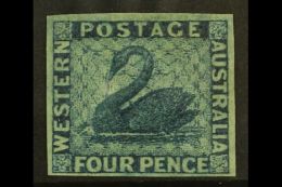 WESTERN AUSTRALIA 1860 4d Blue Imperf, SG 26, Unused No Gum With 4 Neat Margins. Lovely. For More Images, Please... - Otros & Sin Clasificación