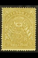 VICTORIA 1884-96 3s Olive- Drab Stamp Duty, SG 268, Mint With Large Paper Hinge Remain But A Fresh Attractive... - Otros & Sin Clasificación