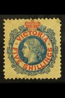 VICTORIA 1867-81 5s Blue And Carmine Perf 13, SG 140a, Mint With Brown Gum. Cat £600. For More Images,... - Otros & Sin Clasificación