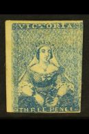 VICTORIA 1853 3d Blue "white Veil" (fifth Printing, Position 1), SG 14, Mint Large Part OG With 3 Good / Huge... - Otros & Sin Clasificación