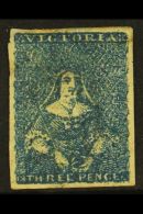 VICTORIA 1854-57 3d Deep Blue 'Half Length', SG 31c, Unused No Gum With 4 Large Margins, Small Repair At Upper... - Altri & Non Classificati