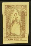 VICTORIA 1855-56 2d Dull Lilac- Mauve Lithographed 'Queen On Throne', SG 38, Unused No Gum With 4 Good Margins.... - Other & Unclassified