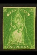 VICTORIA 1856 1d Yellow- Green Imperf, SG 40, Unused No Gum With 4 Clear To Good Margins. For More Images, Please... - Sonstige & Ohne Zuordnung