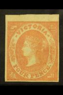 VICTORIA 1857 4d Dull Rose Imperf, Wmk Large Star, SG 44, Lightly Hinged Mint With 4 Good / Huge Margins. For More... - Sonstige & Ohne Zuordnung