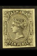 TASMANIA 1870 10d Black IMPERF PROOF Printed On Watermark CC Paper, Fine Mint, Four Good To Large Margins. For... - Otros & Sin Clasificación