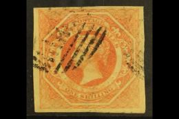 NEW SOUTH WALES 1854 1s Rosy Vermilion With "8" Error Of Watermark, SG 99a, Lightly Used With 4 Margins. A Lovely... - Sonstige & Ohne Zuordnung