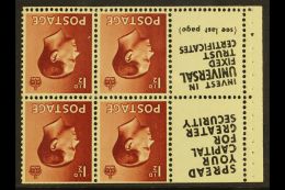 1936 BOOKLET PANE & ADVERTISING LABELS 1½d Red-brown Inverted Watermark, GB Spec PB5a (perf Type E)... - Unclassified