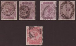 1883-84 2s 6d Lilac Shades (4) And 5s SG 178/80, Good To Fine Used. (5 Stamps) For More Images, Please Visit... - Other & Unclassified