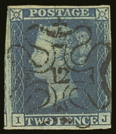 1841 2d Blue "I J", SG.14f, Superb Used With Almost Full & Upright "12" In Maltese Cross Cancel. Lovely... - Otros & Sin Clasificación