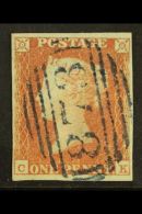 1841 1d Red-brown Imperf, Very Fine Used With Full 1844 Type Numeral Cancel "873" In Blue, SG 8p, With Four Good... - Otros & Sin Clasificación