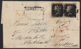 1841 LONG DISTANCE COVER (8th May) Thurso To London Bearing Horizontal Pair Of 1d Blacks Plate 1b (CE-CF) Tied By... - Unclassified