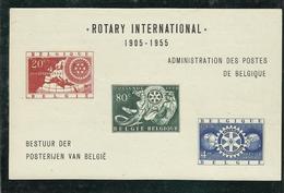Belgique Feuillet Rotary International 1905-1955 Carte Europe Timbres YT 952/54 Recto Verso - Foglietti Di Lusso [LX]