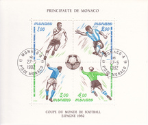 Monaco Bloc N° 21 Oblitéré Coupe Du Monde De Football En Espagne Année 1982 - Usados