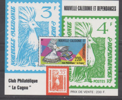 NOUVELLE-CALEDONIE -  Cagou - Club Philatélique "Le Cagou" - Oiseau - Cagou étudiant Un Timbre à La Loupe - - Blocks & Kleinbögen