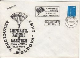 54670- NATIONAL PARACHUTTING CHAMPIONSHIP, SPECIAL COVER, 1981, ROMANIA - Fallschirmspringen