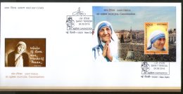 India 2016 Saint Mother Teresa Canonization Nobel Prize M/s On FDC # 18189 - Madre Teresa