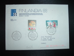 LETTRE Pour La FRANCE TP PERE NOEL 1,10 + TP TULIPES 1,20 OBL.3.12.1987 HELSINKI + FINLANDIA 88 EXPOSITION PHILATELIQUE - Lettres & Documents