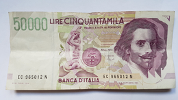 BILLET ITALIE - P.116 - 50000 LIRE - 1992 - BERNINI - STATUE EQUESTRE - CHIFFRE EN VERT - 50000 Liras
