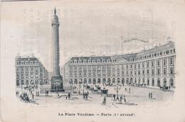 PARIS (1er) La Place Vendôme + Pub  Banderolle ( Et Au Dos ) : Société D'Epargne Et De Retraite - Plazas