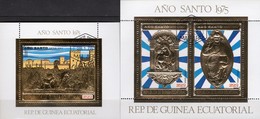 Heiliges Jahr 1975 Äquatorial Guinea Block 197+199 O 15€ Jerusalem Madonna Jesus Blocs Gold Sheets Ecuator.Africa - Théologiens