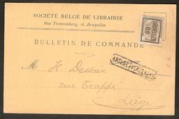 Wapenschild Nr. 81A TYPO Voorafgestempeld Nr. 6 Op Postkaart SOCIETE BELGE DE LIBRAIRIE Met ASSURE ; Staat Zie 2 Scans ! - Typo Precancels 1906-12 (Coat Of Arms)