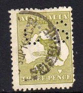 Australia 1914 3d Olive 'Roo Official, Punctured OS, Die I, Used (SG O20) - Service