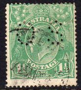 Australia 1918-23 1½d Green GV Head Official, Wmk. 5, Punctured OS, Used, (SG O70) - Dienstzegels