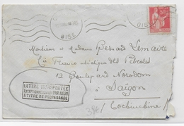 1932 - "LETTRE TRANSPORTEE EXCEP.par AVION..." -  ENVELOPPE De CREIL (OISE) Pour SAÏGON (COCHINCHINE) - DESTINATION - 1960-.... Cartas & Documentos