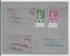 1937 -  ENVELOPPE De PARIS Par AVION Sans SURTAXE Pour GRENOBLE - 1960-.... Cartas & Documentos