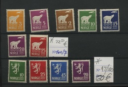 Norge  Yv. 97/107 *  Avec Charnière  Mit Falz  Cote 132,50 € - Ungebraucht