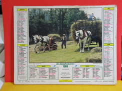 Calendrier > Les Paysages Dans Les Champs Et Près - Almanach Des P.T.T. 1989 Vendu En état - Tamaño Grande : 1981-90