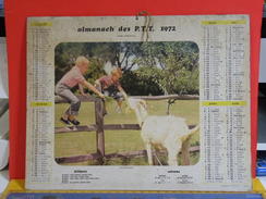 Calendrier > Les Enfants Et La Chèvre - La Fille Et Le Chien - Almanach Des P.T.T. 1972 - Vendu En état - Grand Format : 1971-80