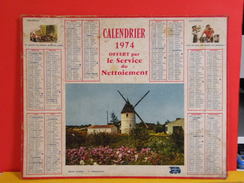 Calendrier > Moulin A Vent Vendéen - Almanach Des P.T.T. 1974 - Vendu En état, Carton Uniquement - Grand Format : 1971-80