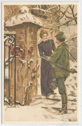 Femme Et Chasseur à L'entrée D'une Villa. - Mailick, Alfred