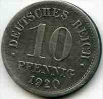 Allemagne Germany 10 Pfennig 1920 J 299 KM 26 - 10 Pfennig