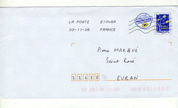 Enveloppe Prêt à Poster Oblitération LA POSTE 21048A 03/11/2008 - PAP: Aufdrucke/Blaues Logo