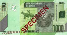 CONGO DEMOCRATIC REPUBLIC 1000 FRANCS 2013 P-101s UNC SPECIMEN NO. 1638 [CD323bs] - Democratische Republiek Congo & Zaire