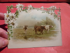 CHROMOS ANCIEN DECOUPIS GAUFFRE PRAIRIE ANIMAUX VACHES ANNOTE AU DOS 16/01/1925 - Animaux