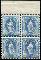 SUISSE 107 : 25c. Bleu, BLOC De 4 Bdf, TB - Other & Unclassified