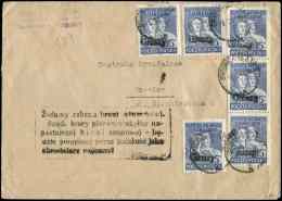 POLOGNE 582 : 15z. Bleu (5) Surch. GROSZY Obl. S. Env. Avec Tampon 5 Lignes Contre L'utilisation De L'arme Atomique, TB. - Other & Unclassified