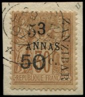 ZANZIBAR 35a : 5 Et 50c. S. 3a. S. 30c. Brun, T II, Tirage 48, Obl. S. Fragt, TB. Br - Other & Unclassified