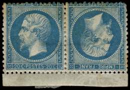 T22b 20c. Bleu, PAIRE TETE BECHE Bdf, Un Angle Arrondi, Sinon TB - Sonstige & Ohne Zuordnung