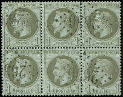 25    1c. Bronze, BLOC De 6 Obl. GC 2636, 3 Ex. Pli, Frappe TTB - Sonstige & Ohne Zuordnung