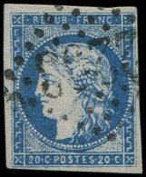 44Aa 20c. Bleu Foncé, T I, R I, Obl. GC, Très Frais, TB - Autres & Non Classés