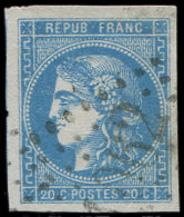 46B  20c. Bleu, T III R II, Grandes Marges, Obl. GC, TTB - Autres & Non Classés