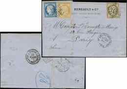 56   30c. Brun + N°59 15c. Bistre (défx) + N°60C 25c. Bleu T III, Obl. GC 3487 S. LAC, Càd ST AMAN - Other & Unclassified