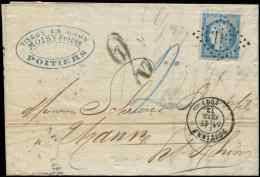60A  25c. Bleu, T I, Défx, Obl. GC 2915 S. LAC, Taxe 2 Au Crayon Et Taxe Allemande 2, Arr. THANN Le 19/2, TB - Other & Unclassified